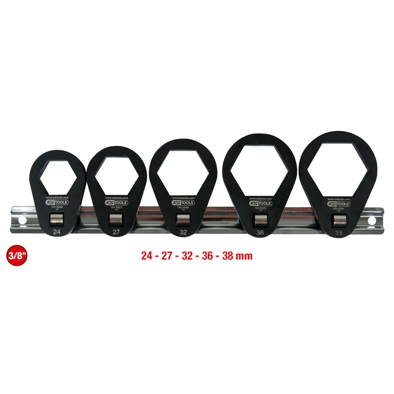 Handla nu 3/8" insticksringnyckelsats. extra platt. 5-delar