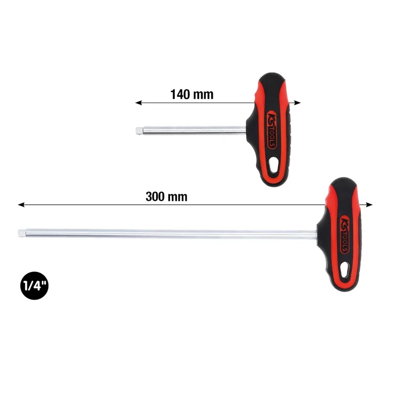 1/4" T-fyrkantshandtag. kort Expressleverans