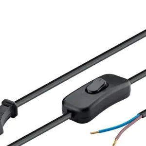 Sladdställ med brytare CEE7/16 till open end 1.5m svart Snabb leverans