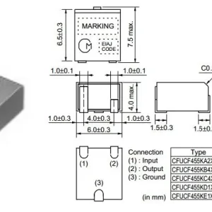 Lägg i varukorgen CFUCF455KB4X-R0 SMD 455kHz filter