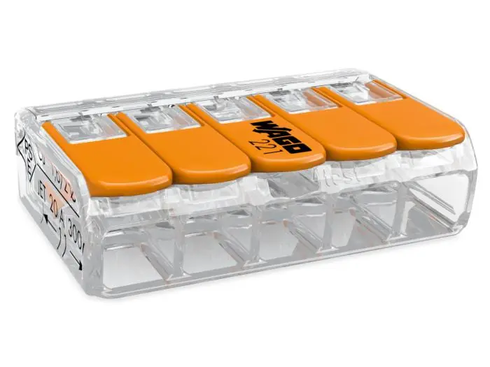 Beställ idag Skarvklämma 5-pos 0.2 - 4mm2 Wago 221