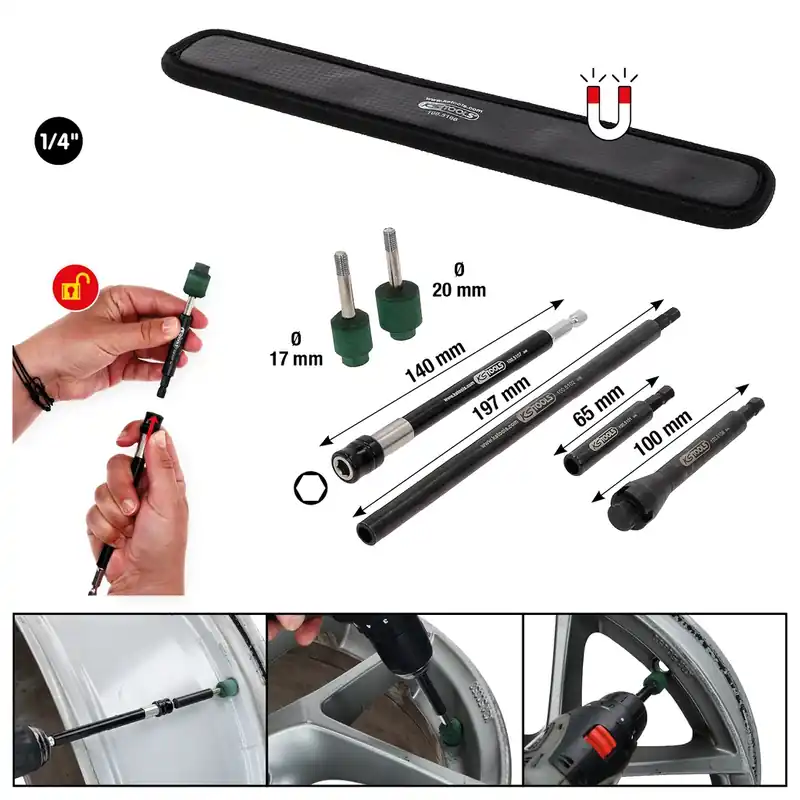 Verktygssats för rengöring av ventilsäten för aluminiumfälgar. 7 delar Bästa pris