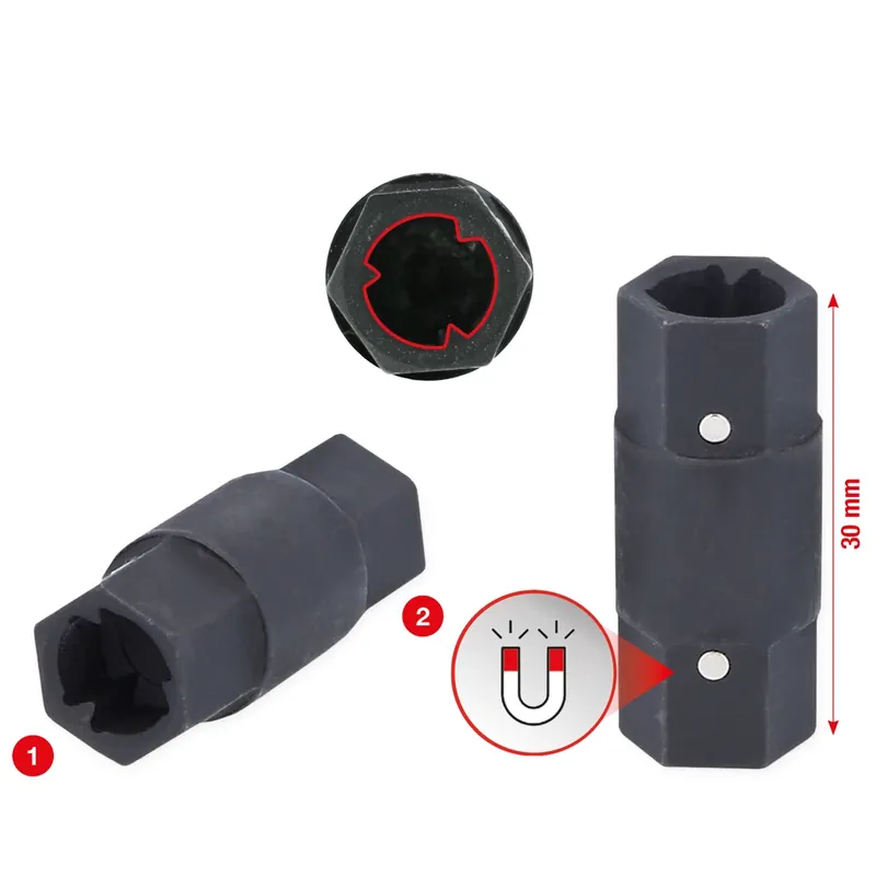 2-i-1 specialhylsnyckel för slangklämmor med 3-punktsprofil. 30–45 + 60–80 mm Erbjudandepris