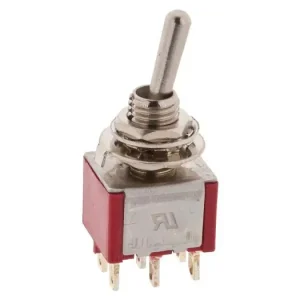 Vippomkopplare 2-pol on-(on) lödöron Begränsad tid