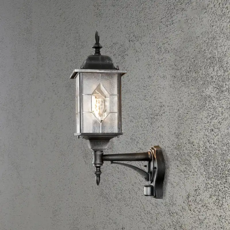 Extra rabatt Milano Vägglykta Upp PIR E27 230-240V IP43 Svart Konstsmide