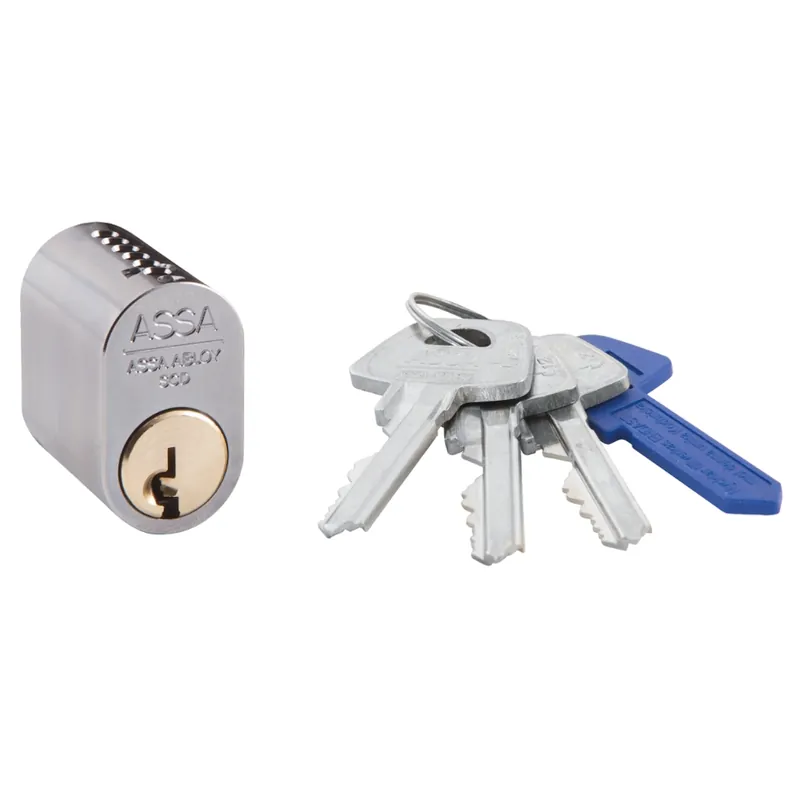 Outlet Cylinder 1201 Med 3 Nycklar Mattkrom Assa Abloy