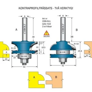 Endast denna vecka Cobolt Kontraprofilfräs-Sats R=10, Not=6 S=8