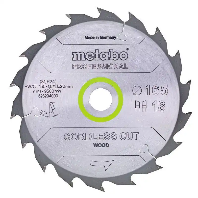 Metabo sågblad ”Cordless cut wood – professional” 165 x 20 Z18 WZ 20° Kundfavorit