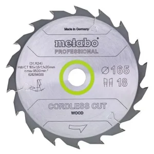 Metabo sågblad ”Cordless cut wood – professional” 165 x 20 Z36 WZ 15° Begränsat erbjudande