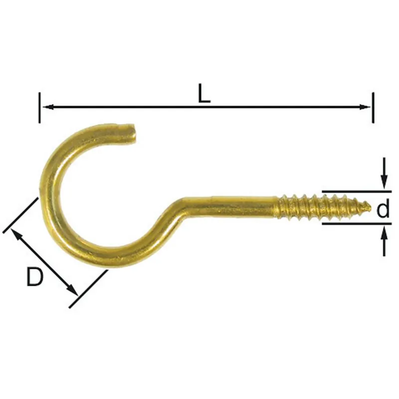 Fri frakt SKRUVKROK ART11 MÄSSING 40MM 5ST