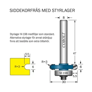 Expressleverans Cobolt Siddekorfräs R=3 F=5.5 L=6 D=30 S=8