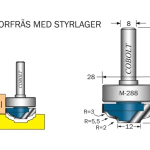 Endast idag Cobolt Dekorfräs D=28 R1=3 R2=5.5 R3=2 L=10 S=8