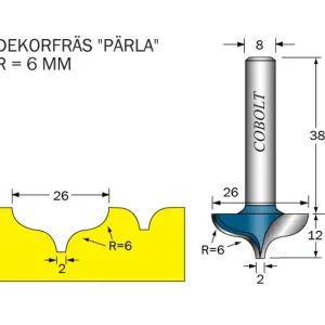 Kundfavorit Cobolt Dekorfräs D=26 R=6 S=8