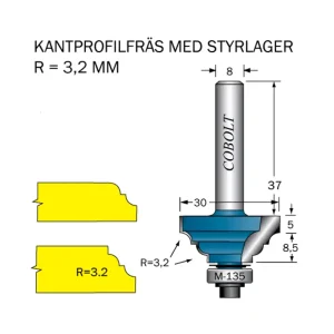Kampanj Cobolt Kantprofilfräs R=3.2 L=13.5 F=8.5 D=30 S=8