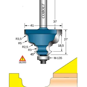 Cobolt Kantprofilfräs R=3.5/R5/R2.5/R3 D=41 L=27 S=8 Billigare