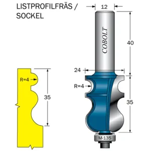 Extra rabatt Cobolt Listprofilfräs L=35 R=4 D=24 S=12