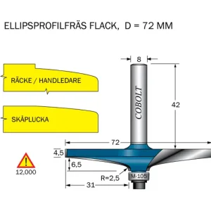 Begränsat antal Cobolt Frisfräs R1=101.6 R2=2.5 D=72 F=31 L=11 S=8