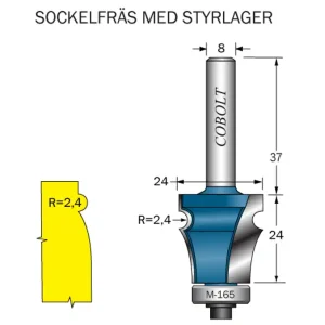 Cobolt Listprofilfräs pärla D=24 L=24 R=2.4 S=8 Fri frakt
