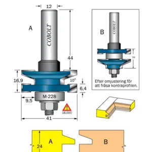 Lågt pris Cobolt Kontraprofilfräs 10° D=41 Not=6.4 S=12