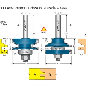 Cobolt Kontraprofilfräs-sats (2 fräsar) R=4.8 R=4.8 D=41 S=8 Fynd