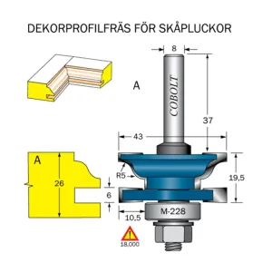 Cobolt Dekorprofilfräs A skåplucka R=5 D=43 Not=6 S=8 Köp online