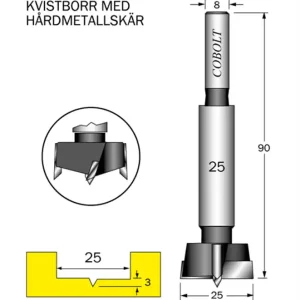 Cobolt HM Kvistborr D=25 TL=90 S=8 Lägg i varukorgen