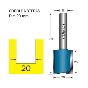 Fynd Cobolt Notfräs D=20 L=25 TL=63 S=8