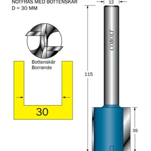 Premium Cobolt Notfräs D=30 L=35 TL=115 S=12