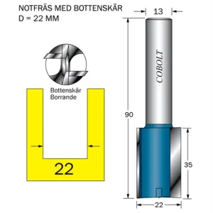 Premium Cobolt Notfräs D=22 L=35 TL=90 S=13