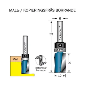 Beställ nu Cobolt Mallfräs D=12 L=20 TL=53 S=6