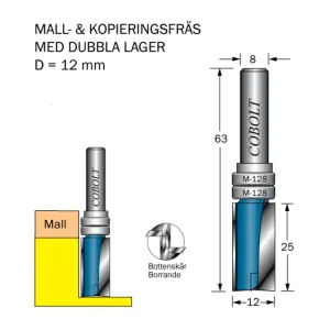 Cobolt Mallfräs D=12 L=25 TL=63 S=8 Beställ nu