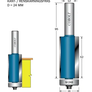 Rabatt Cobolt Kantfräs D=24 L=52 TL=95 S=12
