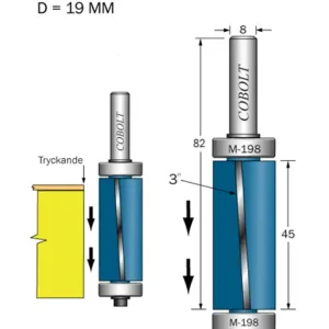 Cobolt Kantfräs med dubbla lager D=19 L=45 S=8 risnedsättning