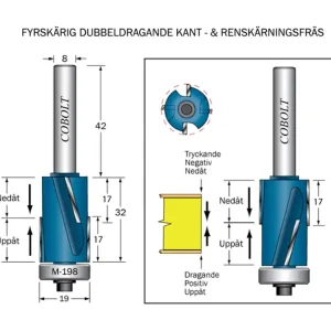 Nedsatt pris Cobolt Kantfräs dubbeldragande D=19 L=32 TL=74 S=8 POS & NEG