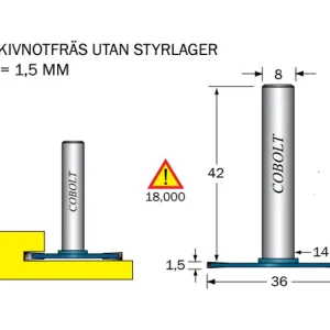 Rabatt Cobolt Skivnotfräs L=1.5 D=36 S=8