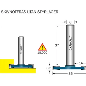 Cobolt Skivnotfräs L=3.5 D=36 S=8 Lågt pris
