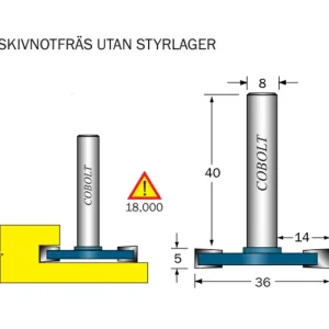 Cobolt Skivnotfräs L=5 D=36 S=8 Nedsatt pris