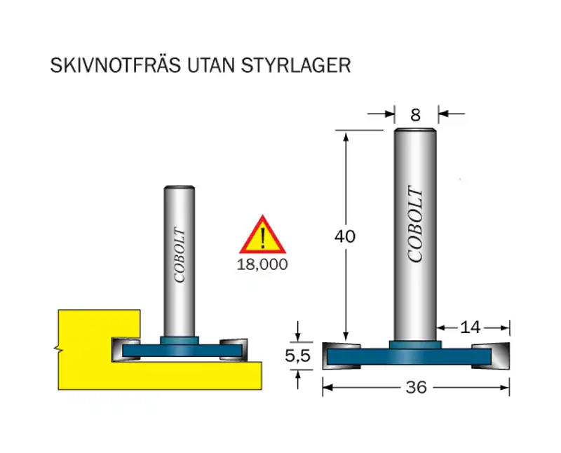 Cobolt Skivnotfräs L=5.5 D=36 S=8 Expressleverans