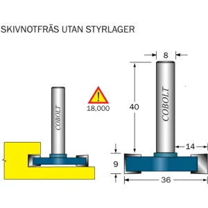 Cobolt Skivnotfräs L=9 D=36 S=8 Nedsatt pris
