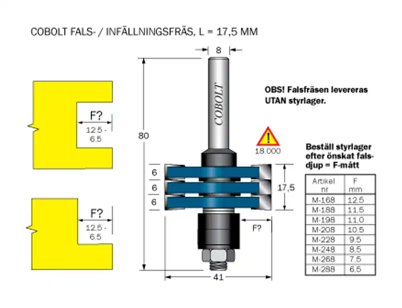 Cobolt Falsfräs L=17.5 D=41 TL=80 S=8 Extra rabatt