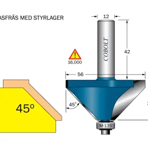 Erbjudande Cobolt Fasfräs 45° L=23 D=56 S=12