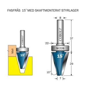 Nedsatt pris Cobolt Fasfräs 15° med skaftlager M-228