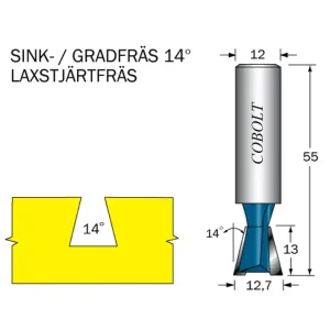 Cobolt Sinkfräs 14° D=12.7 L=13 TL=55 S=12 Snabb leverans