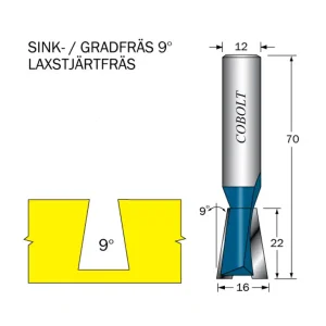 Handla nu Cobolt Sinkfräs 9° D=16 L=22 TL=70 S=12