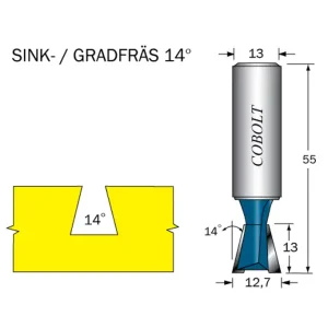 Cobolt Sinkfräs 14° D=12.7 L=13 TL=55 S=13 Fynd