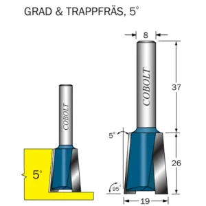 Cobolt Trappfräs 5° D=19 L=26 TL=63 S=8 Populär
