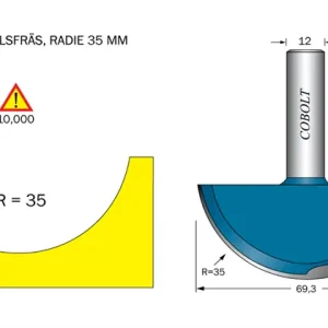 Extra rabatt Cobolt Hålkälsfräs R=35 D=69.3 L=30 TL=71 S=12