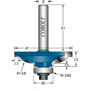Populär Cobolt Kantprofilfräs R=18 L=12 F=15.5 D=47 S=8