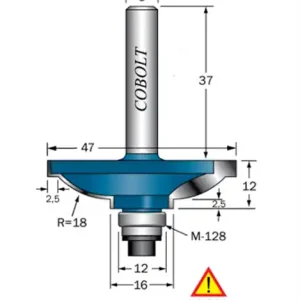 Rabatter Cobolt Kantprofilfräs R=18 L=12 F=17.5 D=47 S=8