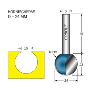 Cobolt Kornischfräs R=12 D=24 L=23 S=8 Premium